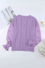 Purple Crochet Lace Pointelle Knit Sweater