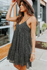 Leopard Printed Buttoned Spaghetti Strap A-line Cami Dress