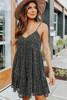 Leopard Printed Buttoned Spaghetti Strap A-line Cami Dress