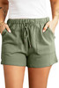 Army Green Drawstring Elastic Waist Pocketed Shorts