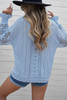 Sky Blue Crochet Lace Pointelle Knit Sweater