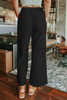 Black Drawstring Waist Crinkled Wide Leg Pants