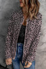 Leopard Print Zipper Hooded Coat with Pocket