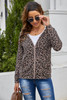 Leopard Print Zipper Hooded Coat with Pocket