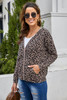 Leopard Print Zipper Hooded Coat with Pocket