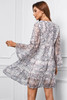 Snake Print V neck Ruffle Swing Mini Dress Snake Print V neck Ruffle Swing Mini Dress
