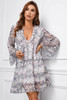 Snake Print V neck Ruffle Swing Mini Dress Snake Print V neck Ruffle Swing Mini Dress