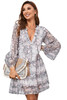 Snake Print V neck Ruffle Swing Mini Dress Snake Print V neck Ruffle Swing Mini Dress