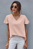 Pink V Neck Short Sleeve Tee