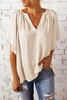 Split Neck Pleated Loose Top