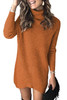 Orange Turtleneck Long Sleeve Knitted Sweater Dress