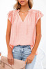 Pink Tiered Ruffled Drawstring V Neck Top Pink Tiered Ruffled Drawstring V Neck Top