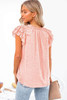 Pink Tiered Ruffled Drawstring V Neck Top Pink Tiered Ruffled Drawstring V Neck Top