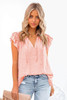 Pink Tiered Ruffled Drawstring V Neck Top Pink Tiered Ruffled Drawstring V Neck Top