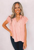 Pink Tiered Ruffled Drawstring V Neck Top Pink Tiered Ruffled Drawstring V Neck Top
