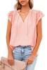 Pink Tiered Ruffled Drawstring V Neck Top Pink Tiered Ruffled Drawstring V Neck Top