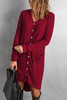 Red Selected Button Down Pocketed High Low Cardigan