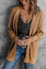 Apricot Drop Sleeve Cable Knit Cardigan with Slits