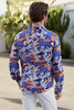 Multicolor Men's Buttons Long Sleeve Floral Print Shirt