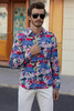 Pink Men's Buttons Long Sleeve Floral Print Shirt Pink Men's Buttons Long Sleeve Floral Print Shirt