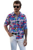 Pink Men's Buttons Long Sleeve Floral Print Shirt Pink Men's Buttons Long Sleeve Floral Print Shirt