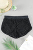 Black Hollow Out Lace Overlay Swim Short Bottom