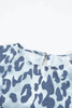 Blue Ruffled Sleeve Leopard Top