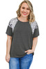 Plus Size Distressed Mix Print Sleeve Tee