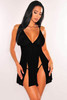 Black Heart-shape Mesh Cut-out Babydoll with Thong