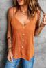Buttons Front Spaghetti Straps Tank Top
