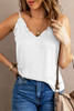 White V-Neck Ruffle Adjustable Spaghetti Strap Tank Top