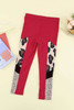 Red Kid's Leopard Patchwork High Waist Skinny Leggings