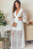 White Cut out Lace Bubble Sleeve Maxi Dress