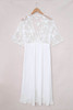 White Floral Mesh Lace Crochet Open Front Kimono