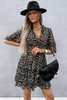 Leopard Pattern Surplice Neck Mini Dress