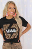 Black MAMA Leopard Lightning Print Graphic T-shirt