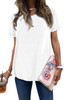 White Solid Color Rolled Short Sleeve T Shirt