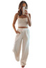 White Cropped Cami Top and High Waist Pants Set