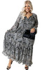 Paisley Print Ruffled Drawstring Plus Size Maxi Dress