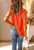 Orange Short Sleeve Printed Neck Shift Blouse