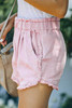 Pink Flounce High Waist Denim Shorts