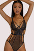 Black Strappy Contrast Mesh Lace Teddy