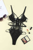 Black Strappy Contrast Mesh Lace Teddy