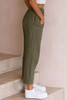 Green Solid Pocketed Drawstring High Waist Pants Green Solid Pocketed Drawstring High Waist Pants