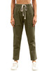 Green Solid Pocketed Drawstring High Waist Pants