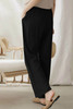 Black Elastic Waist Straight Leg Loose Casual Pants