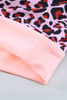 Pink Leopard Patchwork Tie Knot High Waist Bikini Swimsuit