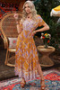 Orange Retro Bohemian Ethnic Print Dress