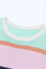 Multicolor Colorblock Ruffled Short Sleeves Knit Top