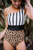 Leopard & Stripes One-Piece Swimwear